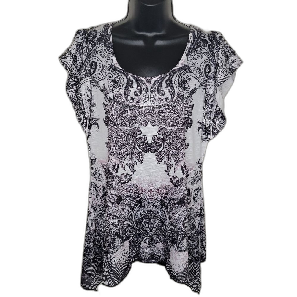 Unity World Wear studded bohemian flutter sleeve top small